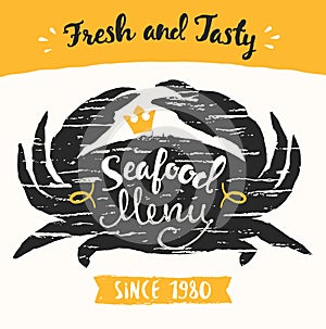 Seafood menu template vector drawn illustration