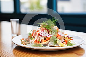 seafood nachos with crabmeat and fresh dill