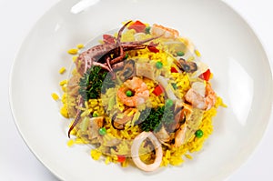 Seafood paella