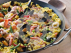 Seafood Paella in a Paella Pan