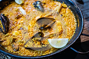 seafood paella traditional Spanish dish