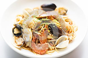 Seafood pasta dish