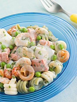 Seafood Pasta Spirals with Peas and Herbs