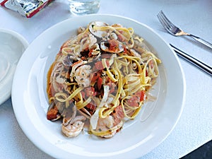 Seafood pasta tagliolini