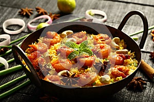 Seafood-pilaff- Indian cuisine photo