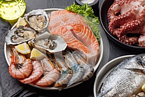 Seafood Platter Delight: Shrimps, Salmon, Oysters