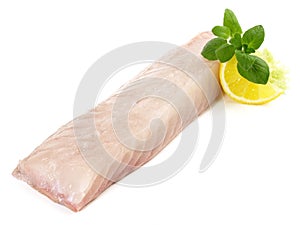 Seafood - Pollack Loin - Fish raw isolated on white Background photo