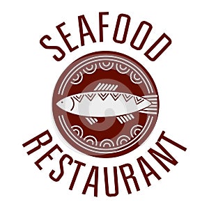 Seafood restaurant logo. Stylish design. Fish in a circle