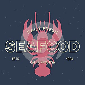 Seafood restaurant logo template badge label vector illustration. Market and fisherman emblem