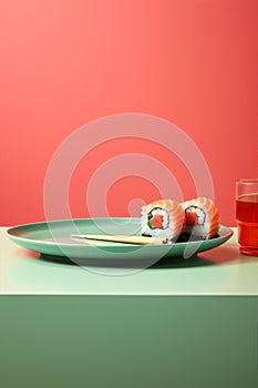 Seafood roll plate traditional food japan japanese set closeup meal sushi