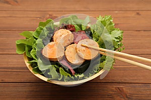 Seafood Salad with Angler Liver and Seaweed