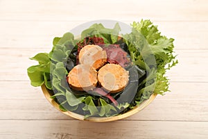 Seafood Salad with Angler Liver and Seaweed