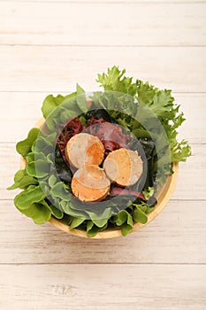 Seafood Salad with Angler Liver and Seaweed