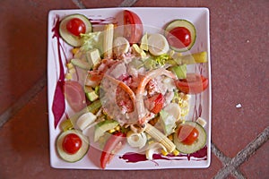 Seafood salad for lunch at a cafï¿½, Nice, France