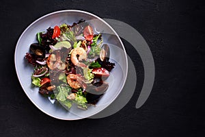 Seafood salad, mediterranean food, restaurant menu