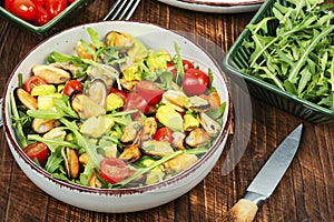 Seafood salad with mussels