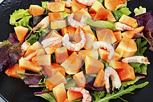 Seafood salad and papaya