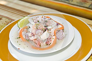 Seafood salad shrimp ocotpus caracol c