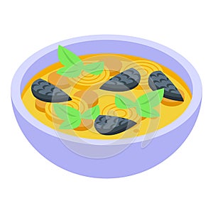 Seafood soup icon isometric vector. Food cuisine photo