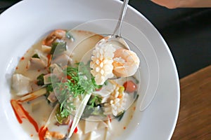 Seafood soup or thai soup or spicy soup