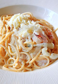 Seafood Spaghetti Carbonara Pasta
