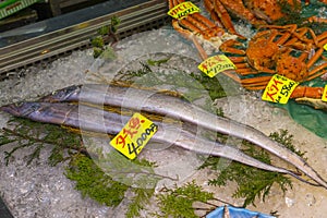 Seafood stall in the Tsukiji Market, Tokyo