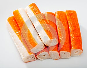 Seafood sticks imitation of crab meat