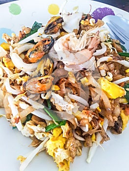 Seafood Stir-fired rice-noodle (PadThai) ThaiFood