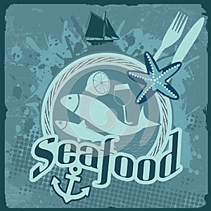 Seafood vintage poster