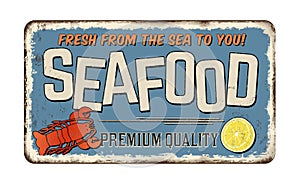 Seafood vintage rusty metal sign