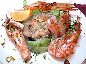 Grilled seafoods Italian dish for summer photo