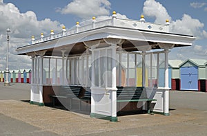 Seafront shelter. Hove. Sussex. UK