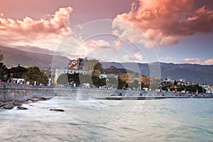 Seafront at the sunset