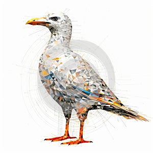 Seagull Algorithmic Art On White Background