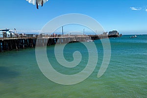 Seagull attacks drone, Harford Pier at Port San Luis harbor photo