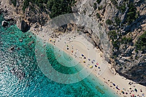 Seagull bay baia dei gabbiani beach sardinia aerial view photo