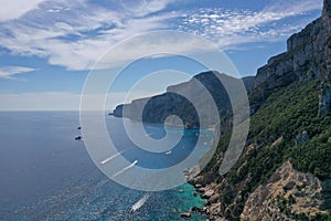 Seagull bay baia dei gabbiani beach sardinia aerial view photo