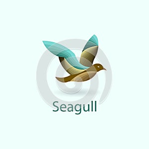 Seagull bird fly vector logo