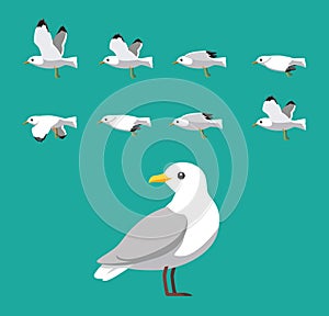 Seagull Flying Animation Sequence Cartoon Vector