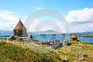 Armenian monastery of Sevanavank at lake Sevan photo