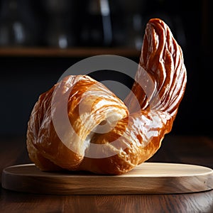 Seagull-shaped Croissant On Dramatic Wood Piece