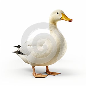 Quantumpunk Duckcore: A Playful And Realistic Rendering Of A Large White Duck photo