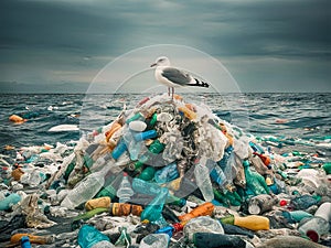 Seagulls Over Plastic Ocean Waste, A Warning Cry