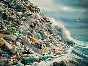 Seagulls Over Plastic Ocean Waste, A Warning Cry