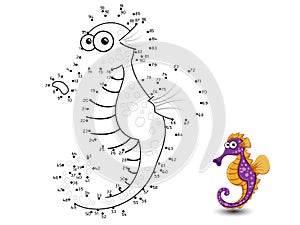 Seahorse Connect the dots and color