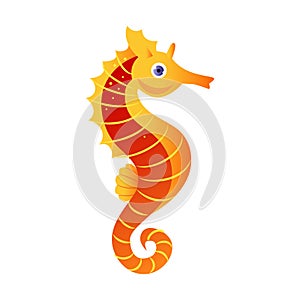 Seahorse or hippocampus, sea creature. Colorful cartoon character