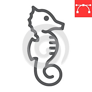 Seahorse line icon, sea and ocean animals, sea horse vector icon, vector graphics, editable stroke outline sign, eps 10.