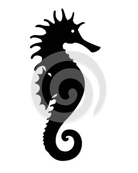 Seahorse - Ocean inhabitant - Silhouette for logo or pictogram. Fish seahorse black silhouette icon