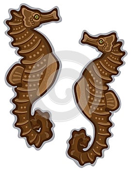 Seahorse pair isolated white background