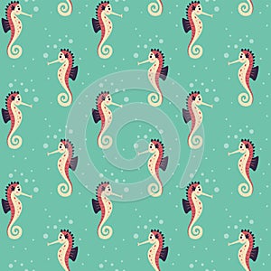 Lovely Seahorse Seamless Pattern
